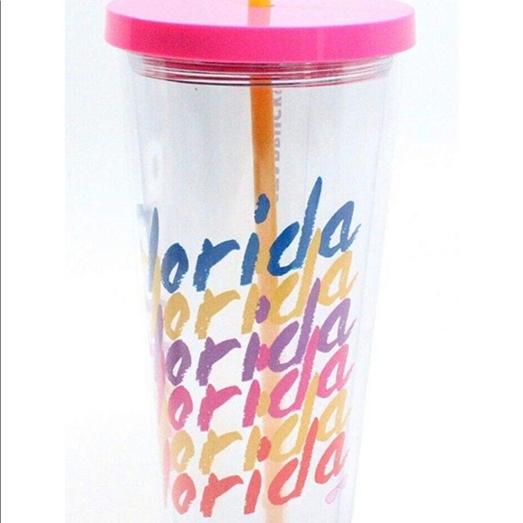 Starbucks Florida Tumbler Acrylic Clear Cold Cup 24oz Souvenir RARE NEW - Picture 4 of 7